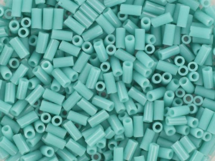 Miyuki bugles 3mm, opaque turquoise green, color 412, beads from japan, tube shaped beads, long beads, japanese beads