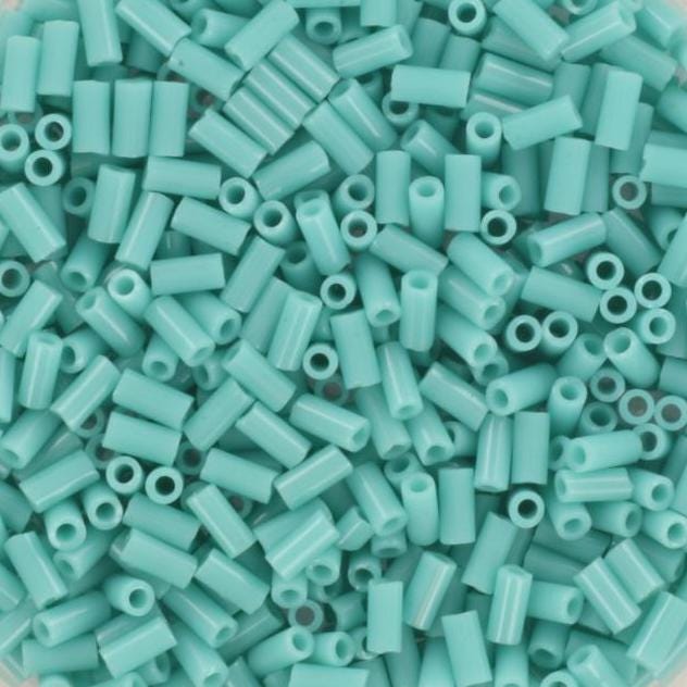 Miyuki bugles 3mm, opaque turquoise green, color 412, beads from japan, tube shaped beads, long beads, japanese beads