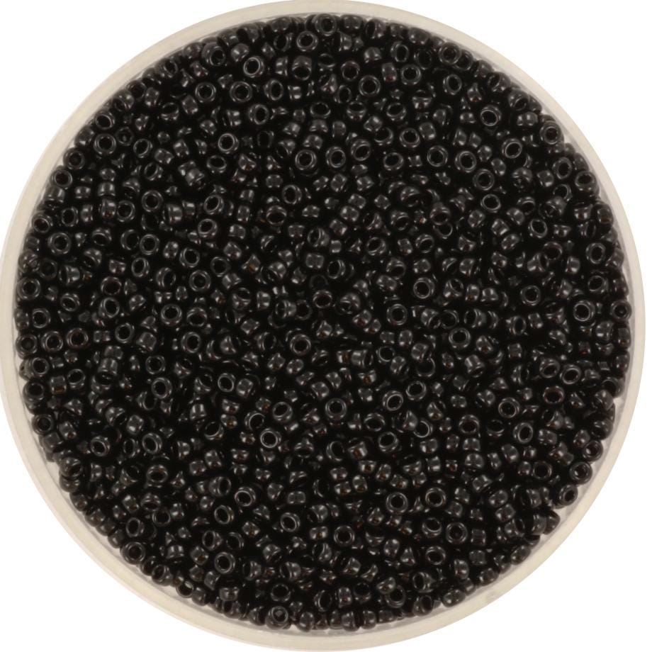 10g Miyuki seed beads 15/0, opaque black 401, japanese beads, white beads, size 15 seed beads, tiny beads, Miyuki round beads color 401