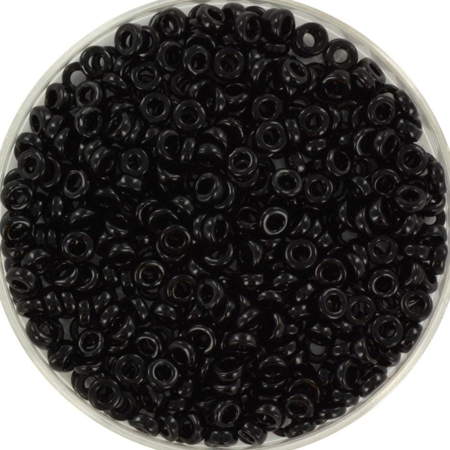 5g Miyuki spacer beads 3 x 1.3 mm, opaque black, color 401, beads from japan, donut shaped beads