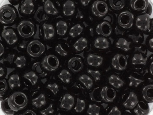 10g Miyuki seed beads 6/0, opaque black 401, japanese beads, large black rocailles, size 4mm, pony beads