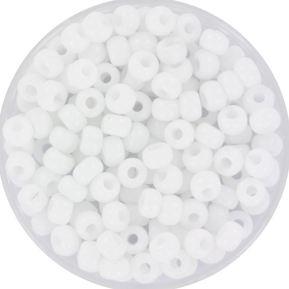 10g Miyuki seed beads 6/0, opaque white 402, japanese beads, large white rocailles, size 4mm, pony beads