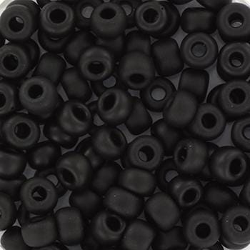 10g Miyuki seed beads 6/0, opaque matte black 401F, japanese beads, large black rocailles, size 4mm, pony beads