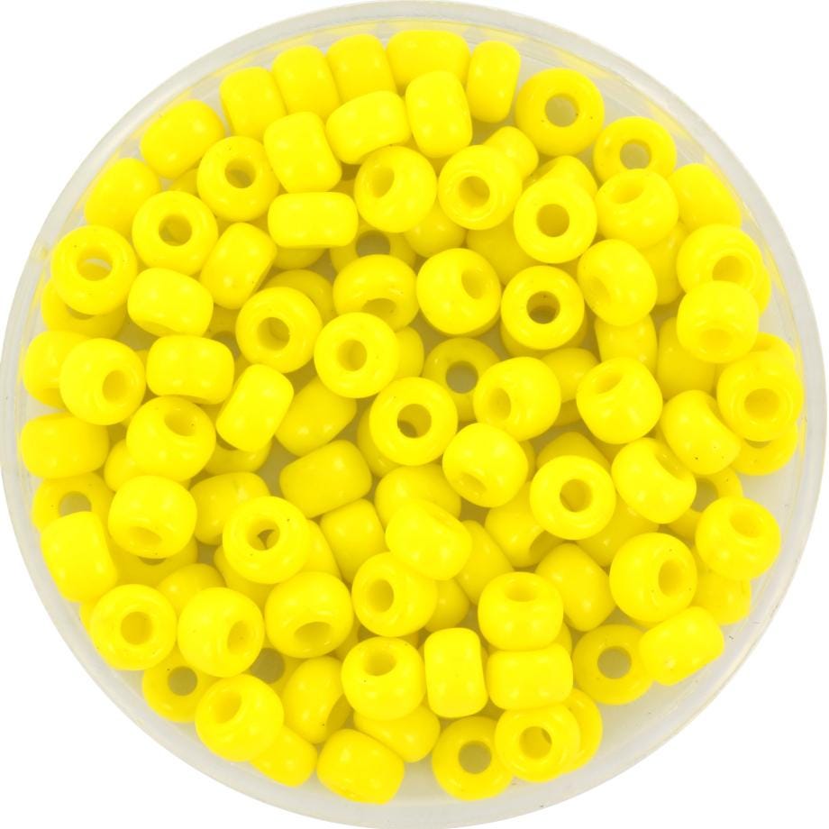 10g Miyuki seed beads 6/0, opaque yellow 404, japanese beads, large yellow rocailles, size 4mm, pony beads