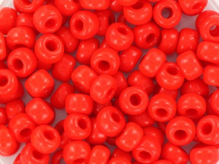 10g Miyuki seed beads 6/0, opaque vermilion red 407, japanese beads, large red rocailles, size 4mm, pony beads