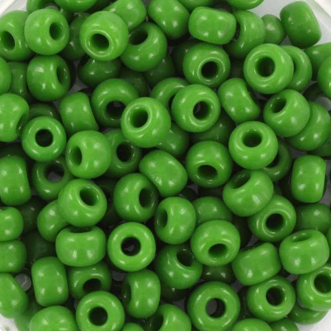 10g Miyuki seed beads 6/0, opaque green 411, japanese beads, large green rocailles, size 4mm, pony beads