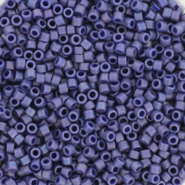 Miyuki Delica beads opaque glazed frosted rainbow navy blue, 5g 11/0 DB2319, cylindrical beads, matte luster dark blue DB 2319