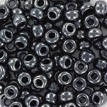 10g Miyuki seed beads 6/0, metallic gunmetal 451, japanese beads, large black rocailles, size 4mm, pony beads