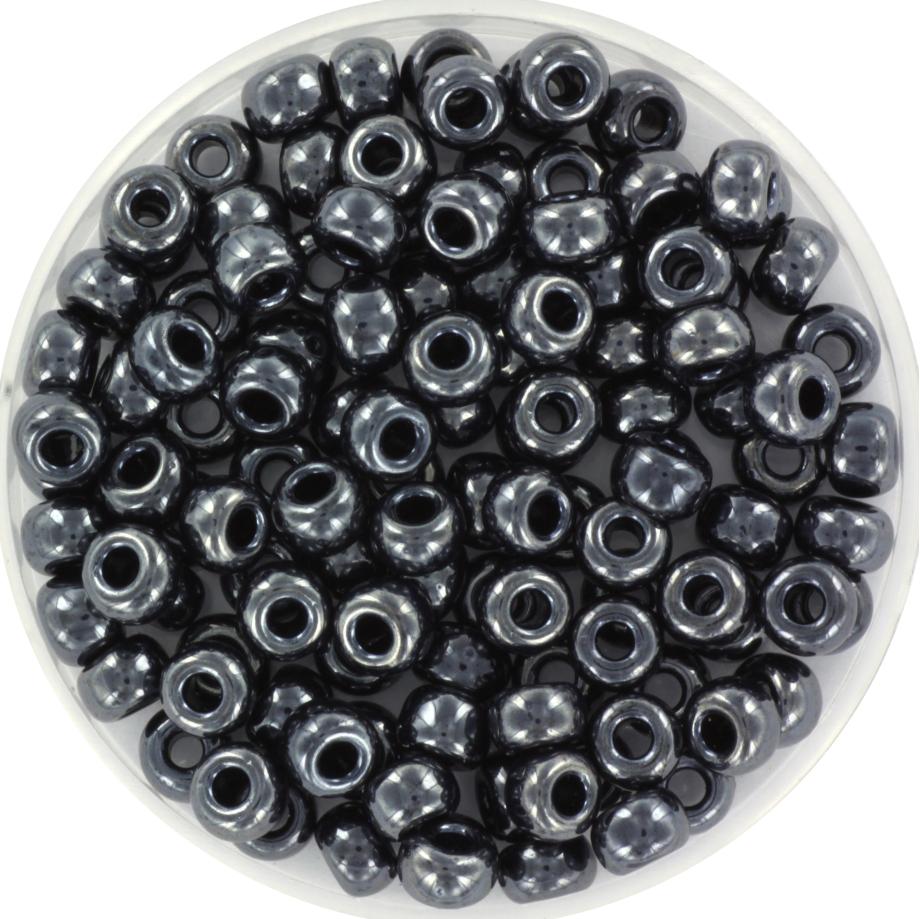 10g Miyuki seed beads 6/0, metallic gunmetal 451, japanese beads, large black rocailles, size 4mm, pony beads