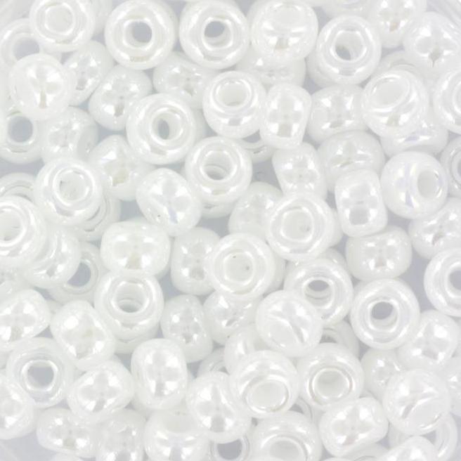 10g Miyuki seed beads 6/0, ceylon white pearl 528, japanese beads, large white rocailles, size 4mm, pony beads