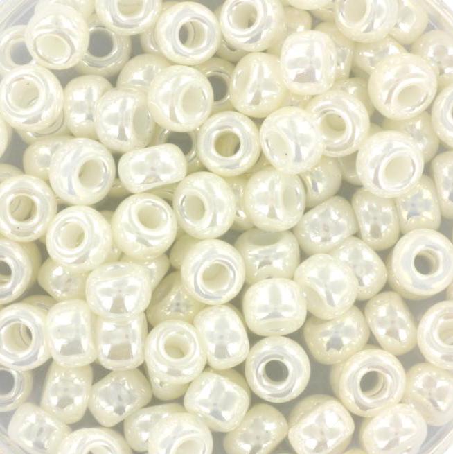 10g Miyuki seed beads 6/0, ceylon ivory pearl 591, japanese beads, large white rocailles, size 4mm, pony beads