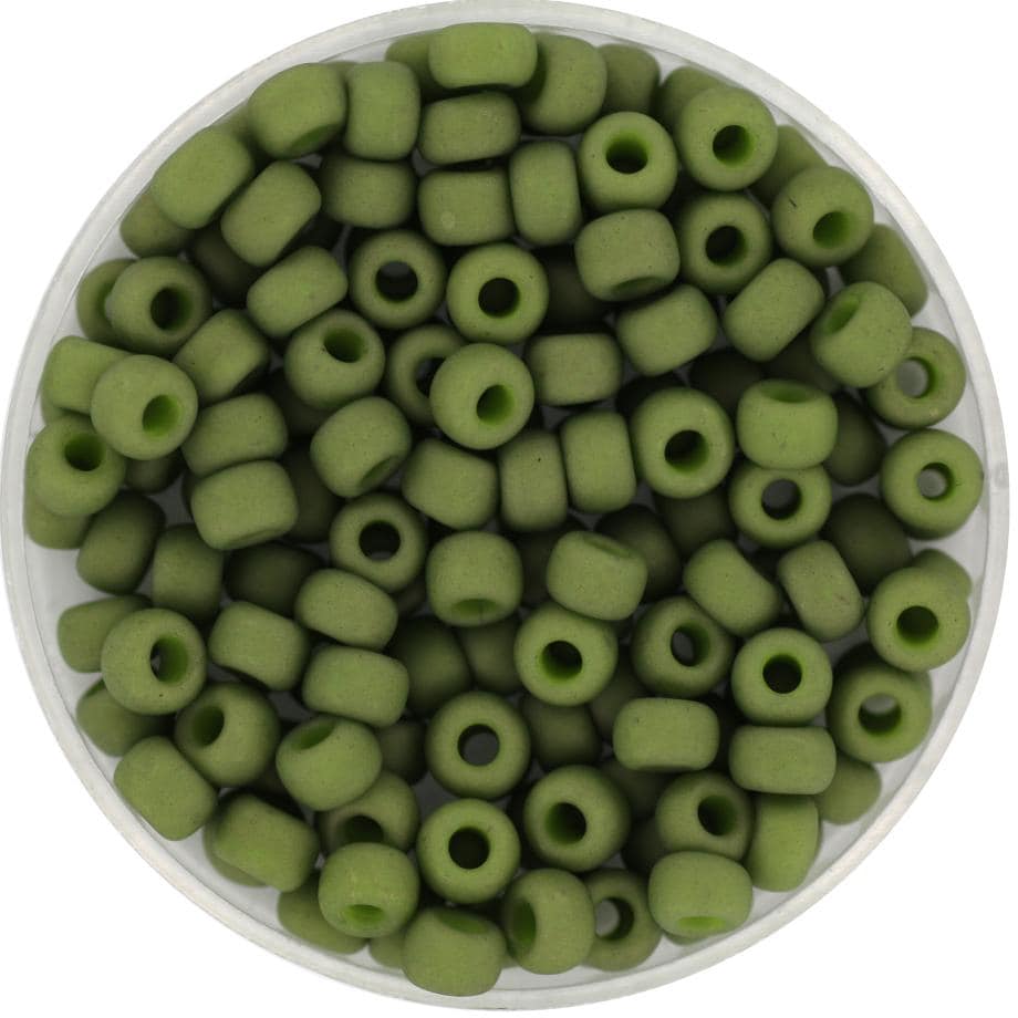 10g Miyuki seed beads 6/0, opaque matte olive, color 2318, japanese beads, large dark green rocailles, size 4mm, pony beads