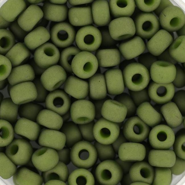 10g Miyuki seed beads 6/0, opaque matte olive, color 2318, japanese beads, large dark green rocailles, size 4mm, pony beads