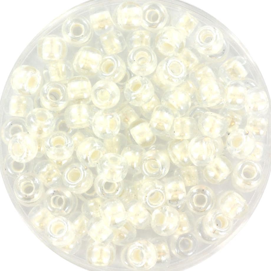 10g Miyuki seed beads 6/0, pearlized effect white 4601, japanese beads, inside color white, size 4mm, pony beads, white lined