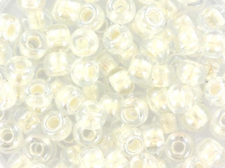 10g Miyuki seed beads 6/0, pearlized effect white 4601, japanese beads, inside color white, size 4mm, pony beads, white lined