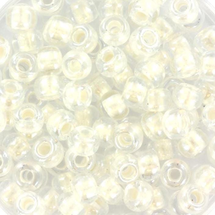 10g Miyuki seed beads 6/0, pearlized effect white 4601, japanese beads, inside color white, size 4mm, pony beads, white lined