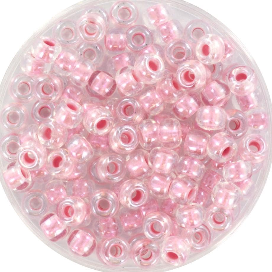 10g Miyuki seed beads 6/0, pearlized effect pink 4607, japanese beads, inside color pink, size 4mm, pony beads, pink lined