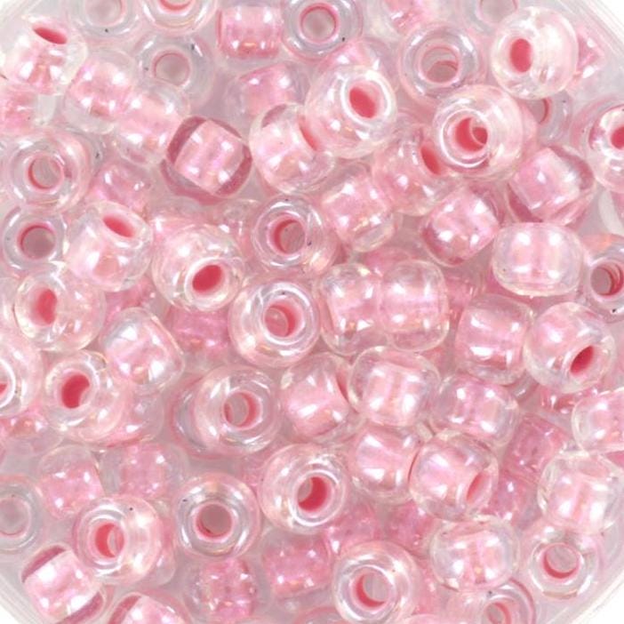 10g Miyuki seed beads 6/0, pearlized effect pink 4607, japanese beads, inside color pink, size 4mm, pony beads, pink lined