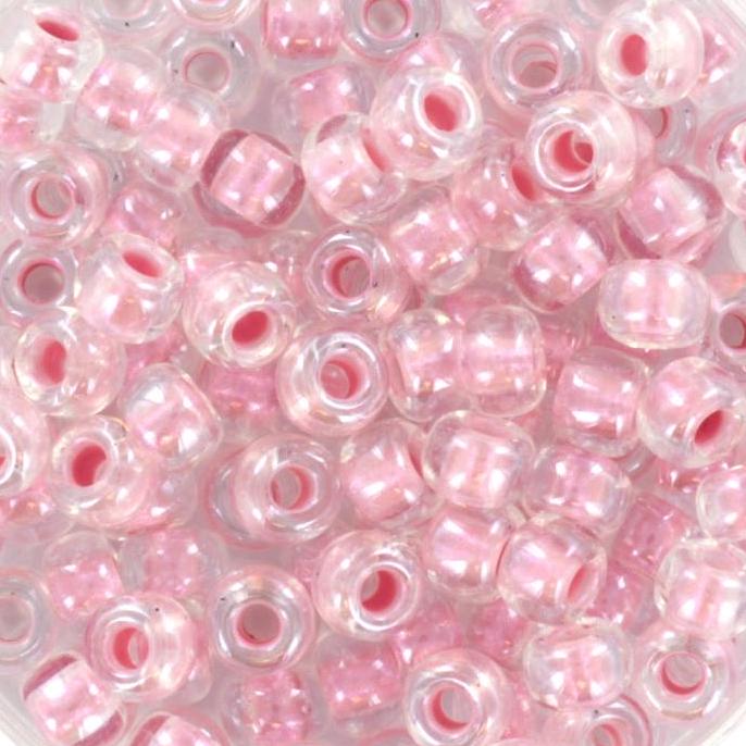 10g Miyuki seed beads 6/0, pearlized effect pink 4607, japanese beads, inside color pink, size 4mm, pony beads, pink lined