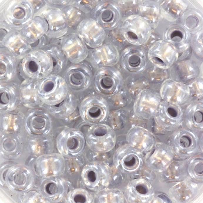 10g Miyuki seed beads 6/0, pearlized effect silver 4613, japanese beads, inside color gray, size 4mm, pony beads, silverlined