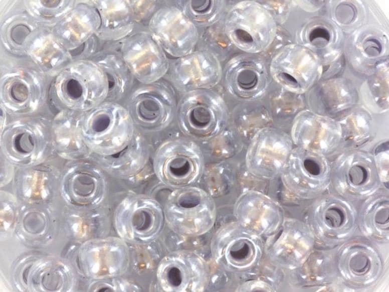 10g Miyuki seed beads 6/0, pearlized effect silver 4613, japanese beads, inside color gray, size 4mm, pony beads, silverlined