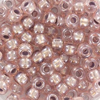 10g Miyuki seed beads 6/0, pearlized effect bronze 4614, japanese beads, inside color beige, size 4mm, pony beads, pink lined