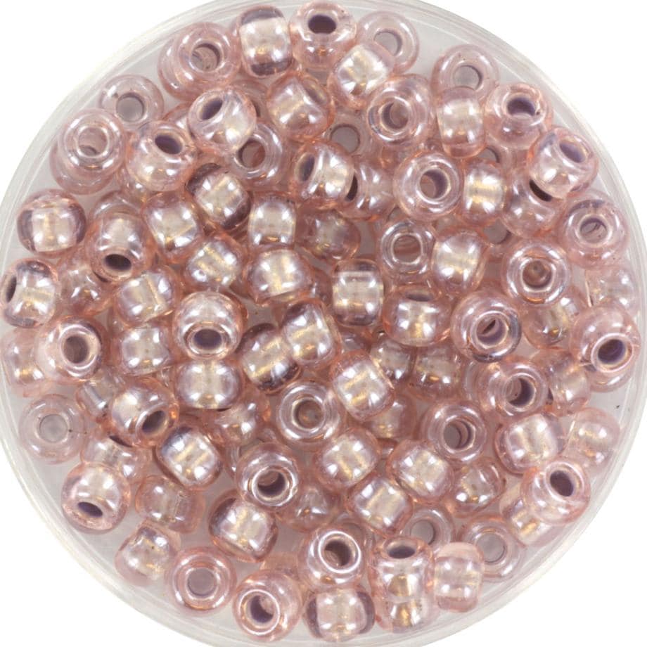 10g Miyuki seed beads 6/0, pearlized effect bronze 4614, japanese beads, inside color beige, size 4mm, pony beads, pink lined