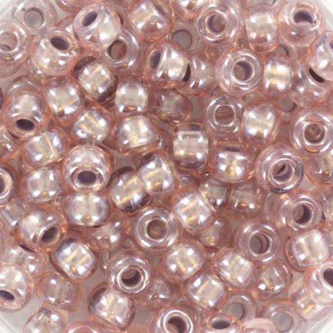 10g Miyuki seed beads 6/0, pearlized effect bronze 4614, japanese beads, inside color beige, size 4mm, pony beads, pink lined