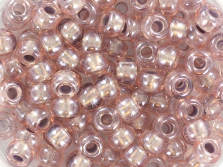 10g Miyuki seed beads 6/0, pearlized effect bronze 4614, japanese beads, inside color beige, size 4mm, pony beads, pink lined