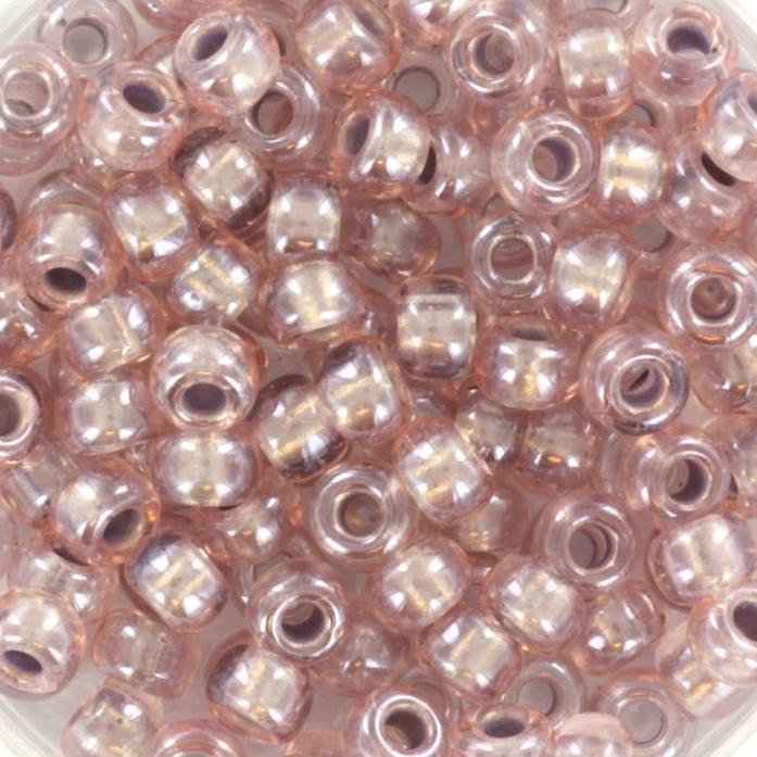 10g Miyuki seed beads 6/0, pearlized effect bronze 4614, japanese beads, inside color beige, size 4mm, pony beads, pink lined