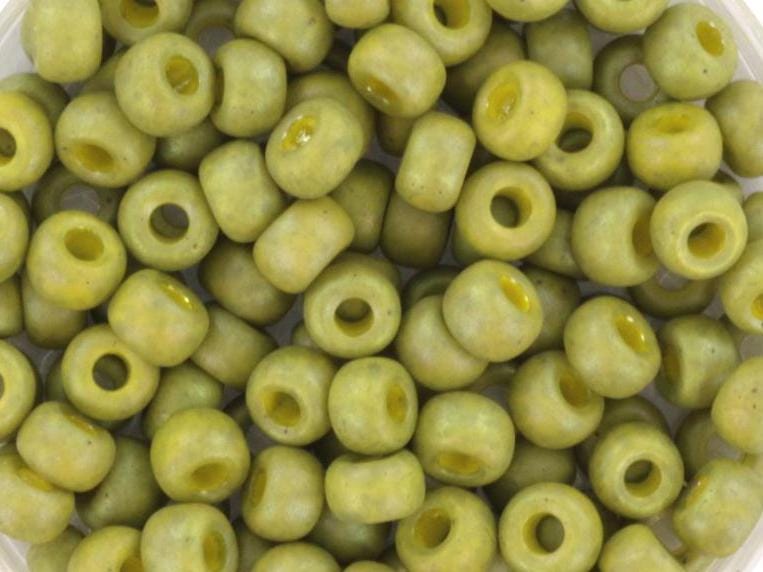 10g Miyuki seed beads 6/0, opaque glazed frosted rainbow olive 4697 japanese beads, matte green, size 4mm, pony beads, olive green beads