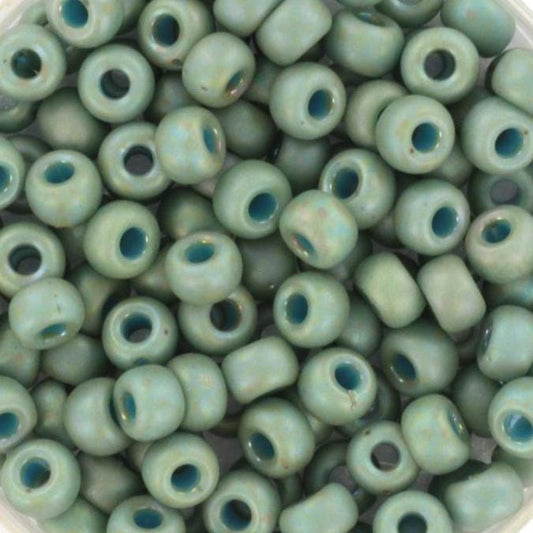 10g Miyuki seed beads 6/0, opaque glazed frosted rainbow celadon 4701 japanese beads, matte green, size 4mm, pony beads, teal beads