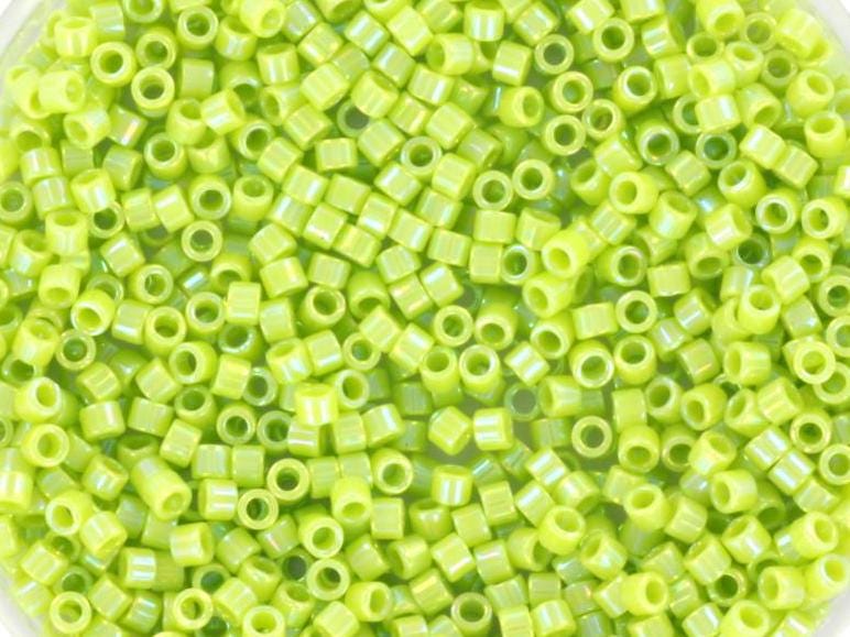 Miyuki Delica beads opaque ab chartreuse, 5g 11/0 color DB169, cylindrical beads, green Miyuki DB 169, light green