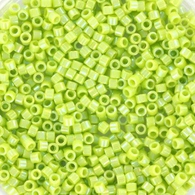 Miyuki Delica beads opaque ab chartreuse, 5g 11/0 color DB169, cylindrical beads, green Miyuki DB 169, light green