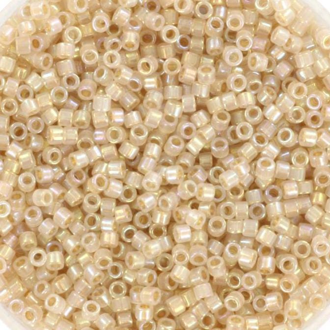 Miyuki Delica beads beige lined opal ab, 5g 11/0 color DB 1731, cylindrical beads, beige Miyuki, DB1731, Miyuki cream luster