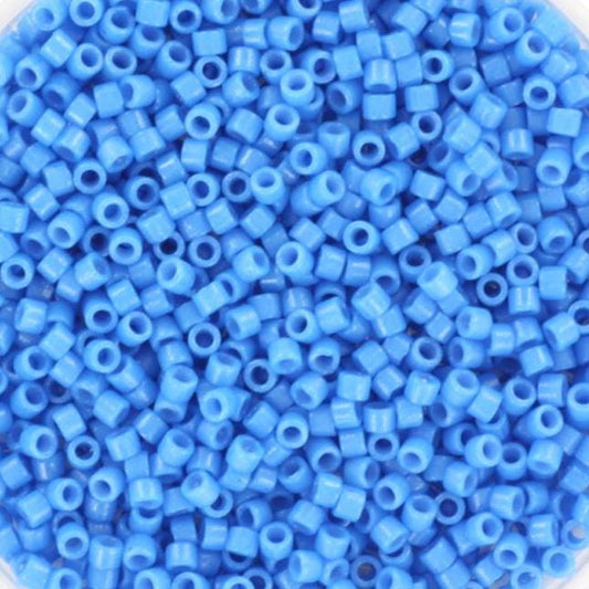 Miyuki Delica beads duracoat opaque dyed delphinium blue, 5g 11/0 color DB 2134, cylindrical beads, Miyuki opaque blue DB2134