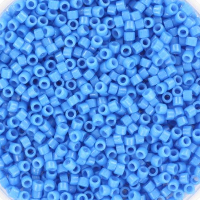 Miyuki Delica beads duracoat opaque dyed delphinium blue, 5g 11/0 color DB 2134, cylindrical beads, Miyuki opaque blue DB2134