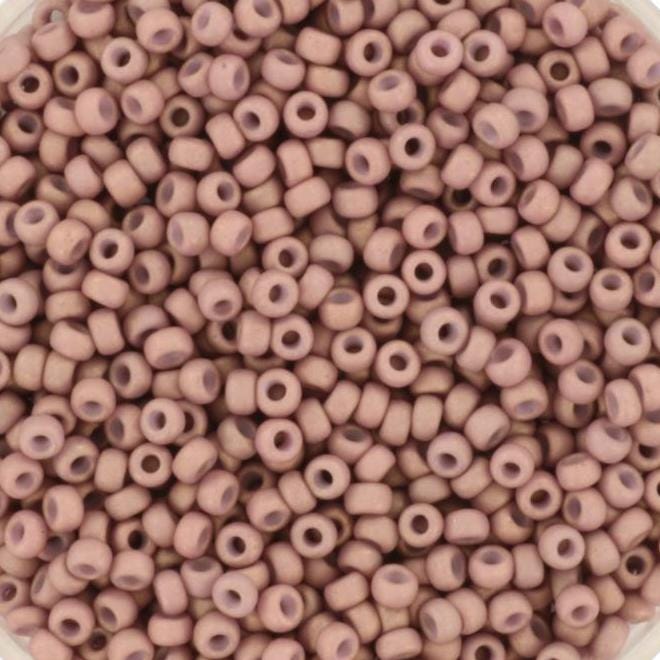 Miyuki seed beads 11/0, opaque matte dusty mauve 2027 10g, japanese beads, light purple beads, size 11/0 2mm, rose round rocailles