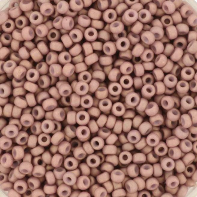 Miyuki seed beads 11/0, opaque matte dusty mauve 2027 10g, japanese beads, light purple beads, size 11/0 2mm, rose round rocailles