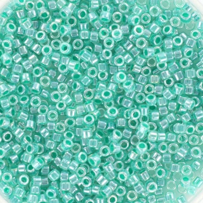 Miyuki Delica beads ceylon aqua green, size 11/0 color DB 238, Japanese beads, cylindrical beads, Miyuki teal luster, Miyuki DB238