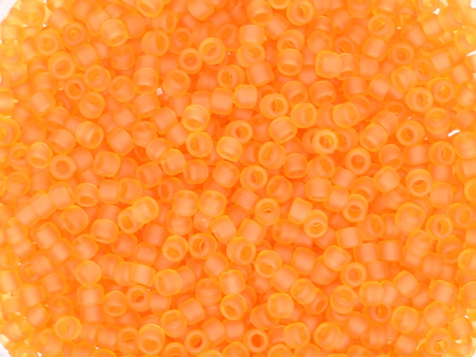 5g Toho seed beads 15/0, Transparent frosted dark topaz, TR-15-2CF, japanese beads, orange matte, size 15 beads, tiny Toho round beads