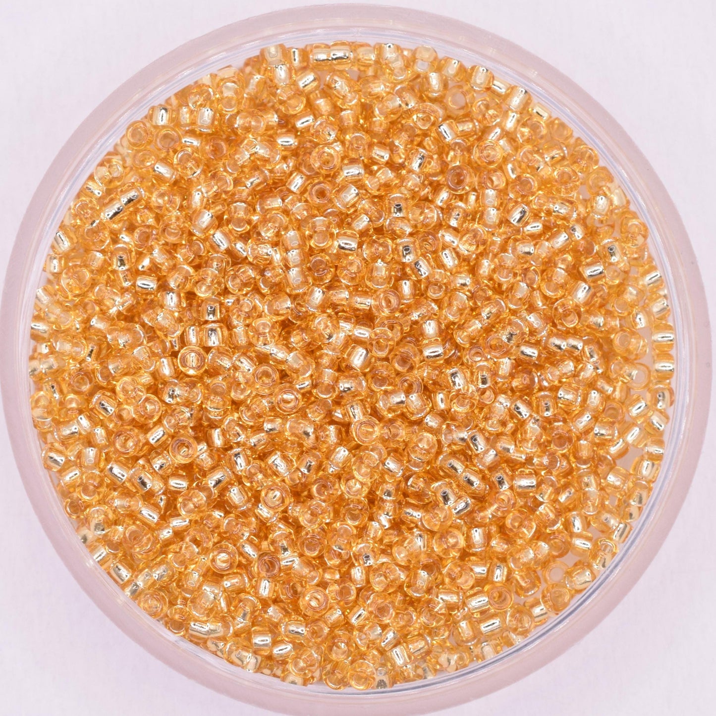 5g Toho seed beads 15/0, Silverlined light topaz, TR-15-22, japanese beads, transparent orange, tiny beads, Toho round, light brown clear