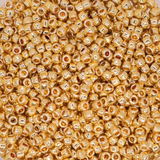 5g Toho seed beads 15/0, Permafinish galvanized starlight gold, TR-15-PF557, japanese beads, metallic gold, tiny beads, Toho round gold