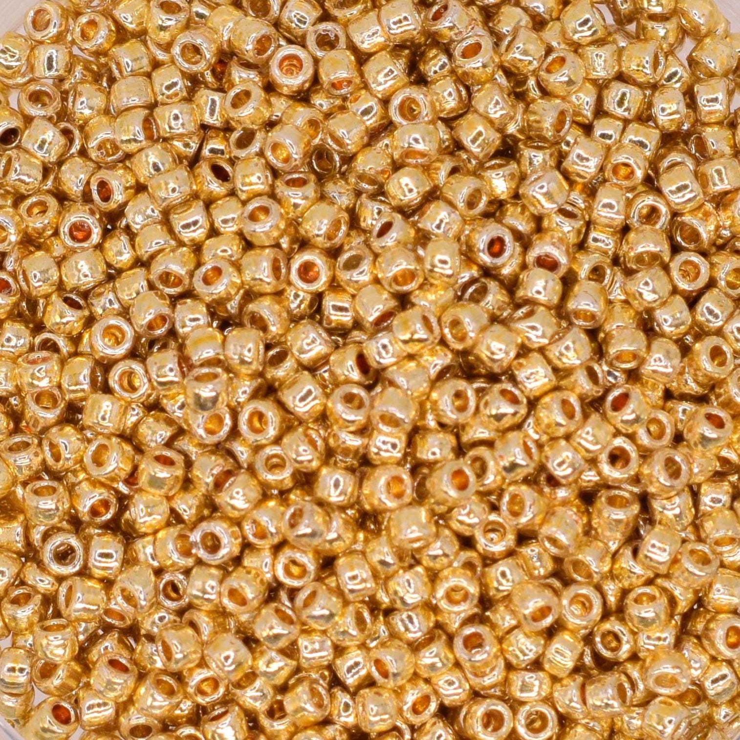 5g Toho seed beads 15/0, Permafinish galvanized starlight gold, TR-15-PF557, japanese beads, metallic gold, tiny beads, Toho round gold