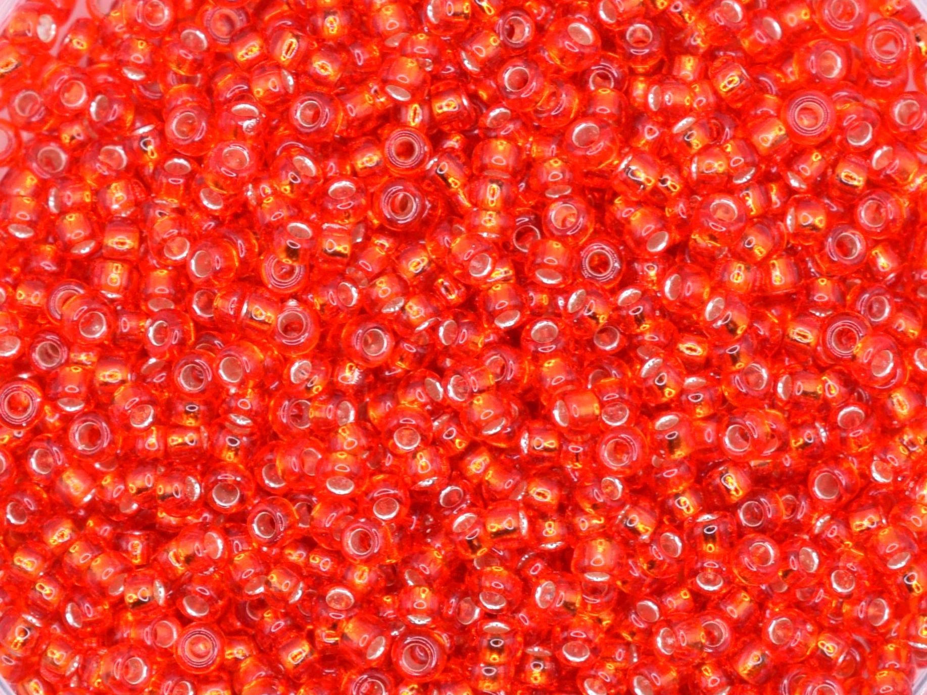 5g Toho seed beads 15/0, Silverlined siam ruby, TR-15-25B, japanese beads, transparent red, tiny beads, Toho round, bright red rocaille