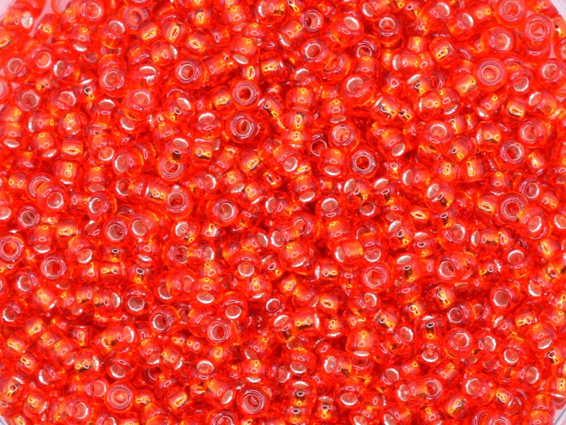 5g Toho seed beads 15/0, Silverlined siam ruby, TR-15-25B, japanese beads, transparent red, tiny beads, Toho round, bright red rocaille