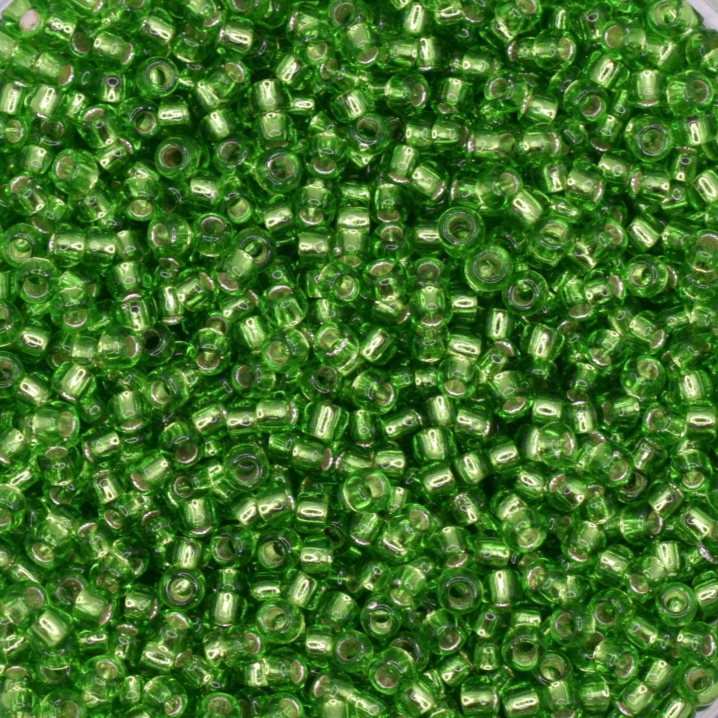 5g Toho seed beads 15/0, Silverlined periodot, TR-15-27, japanese beads, transparent green, tiny beads, Toho round, green rocailles