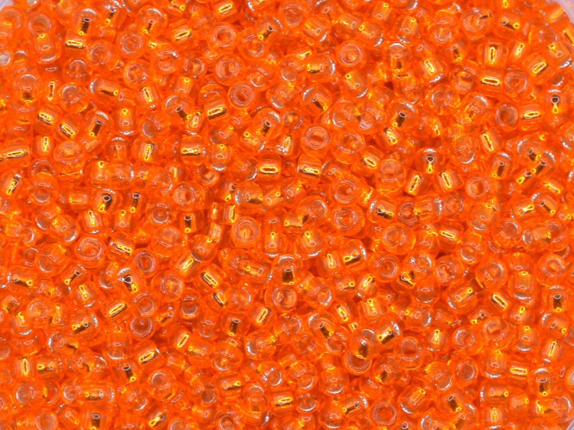 5g Toho seed beads 15/0, Silverlined hyacinth, TR-15-30B, japanese beads, transparent orange, tiny beads, Toho round, orange rocailles