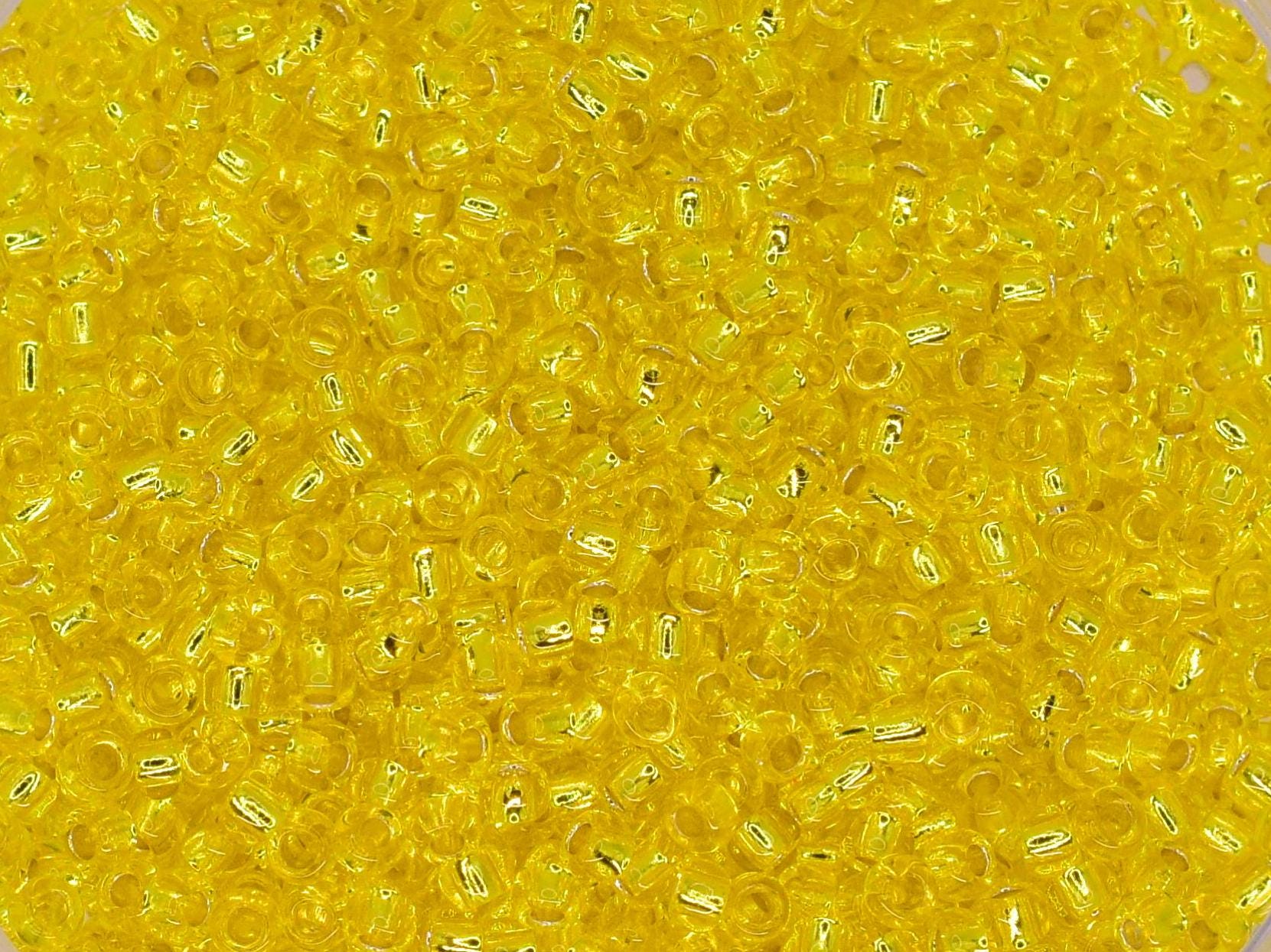 5g Toho seed beads 15/0, Silverlined lemon, TR-15-32, japanese beads, transparent yellow, tiny beads, Toho round, yellow rocailles