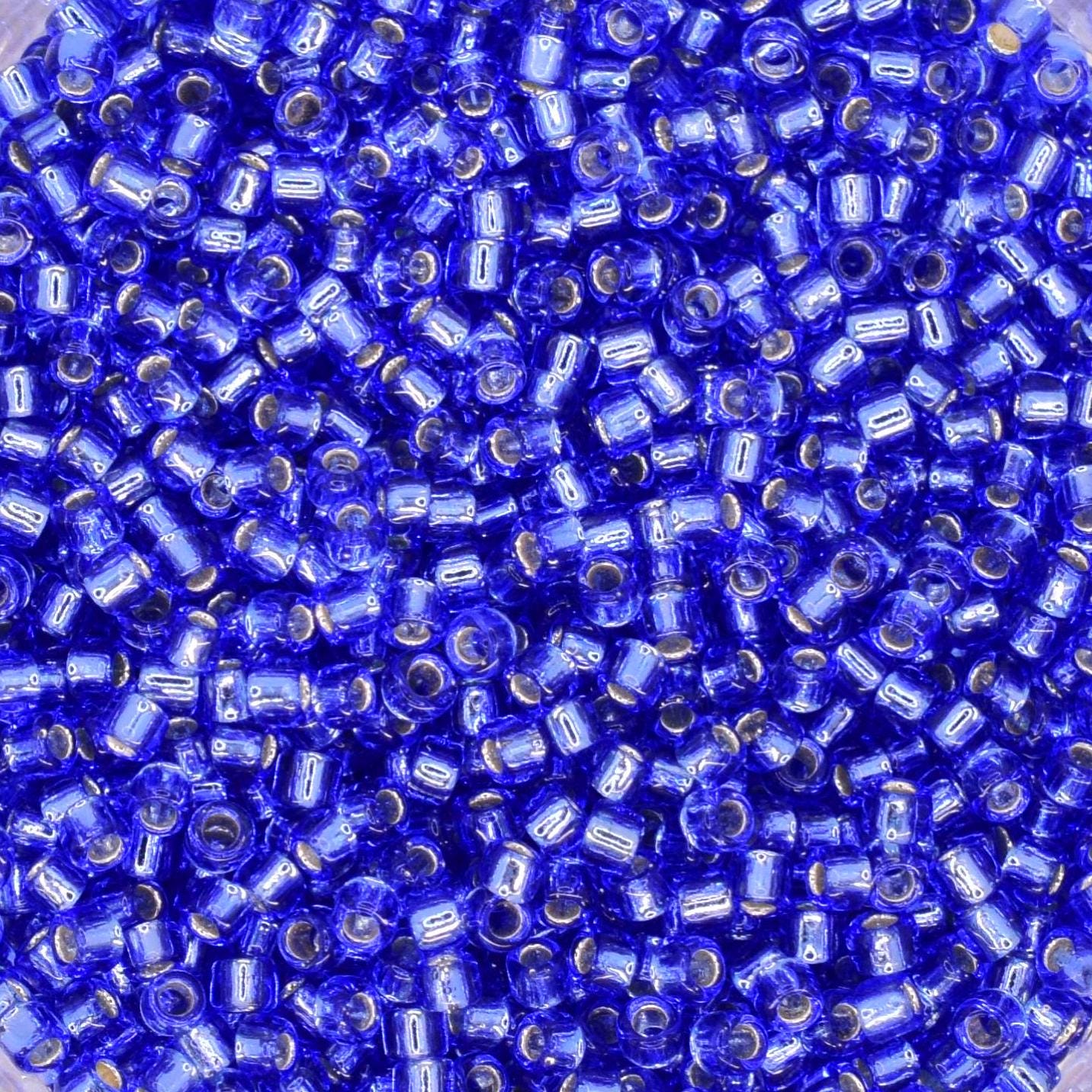 5g Toho seed beads 15/0, Silverlined sapphire, TR-15-35, japanese beads, transparent blue, tiny beads, Toho round, blue rocailles